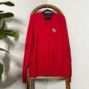 Tommy Hilfiger XXL Red University of Kansas Jayhawks V Neck Pullover Sweater